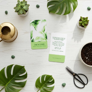 Tarjeta De Visita Elegante hoja botánica acuarela verde claro