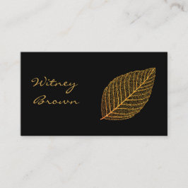 Tarjeta De Visita Elegante hoja de oro de Relieve metalizado minimal