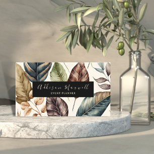 Tarjeta De Visita Elegante hoja de oro verde