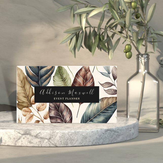 Tarjeta De Visita Elegante hoja de oro verde (Subido por el creador)