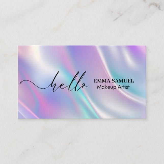Tarjeta De Visita Elegante Hola caligrafía mínima (Anverso)