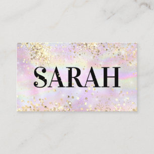 Tarjeta De Visita Elegante holográfico dorado glitter Maquilladora R