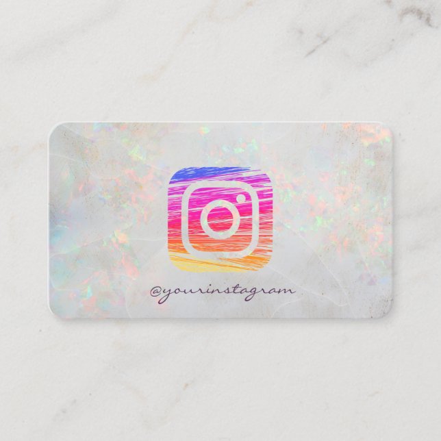 Tarjeta De Visita Elegante holográfico irlandés opaI Instagram (Anverso)