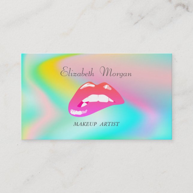 Tarjeta De Visita Elegante Holográfico Proffesional Elegante -Lips (Anverso)
