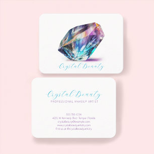 Tarjeta De Visita Elegante Holograph Watercolor Crystal Script Brand
