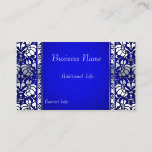 Tarjeta De Visita Elegante horizontal azul y plateado