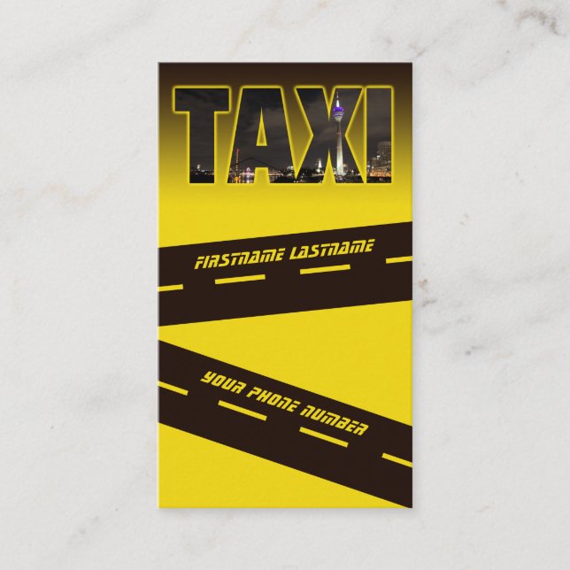 Tarjeta De Visita Elegante horizonte TAXI para taxista (Anverso)