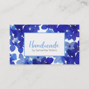 Tarjeta De Visita Elegante Hydrangea de Flor Azul hecha a mano
