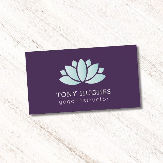Tarjeta De Visita Elegante ícono de Lotus turquesa morado (Subido por el creador)