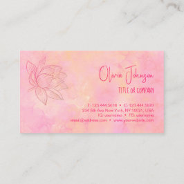 Tarjeta De Visita Elegante Ilustracion de flores Lotus rosa claro