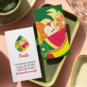 Tarjeta De Visita Elegante ilustracion de fruta Fruta verde Fruta am