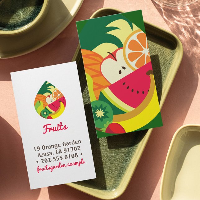 Tarjeta De Visita Elegante ilustracion de fruta Fruta verde Fruta am (Subido por el creador)