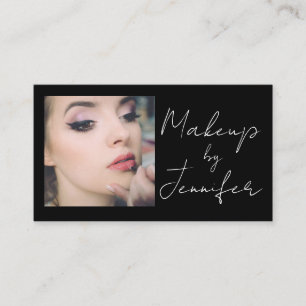 Tarjeta De Visita Elegante imagen manuscrita blanca negra