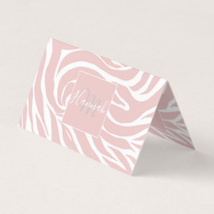 Tarjeta De Visita Elegante impresión de animal blanco de cebra rosa