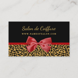 Tarjeta De Visita Elegante Impresión De Leopardo De Oro Con Salón De