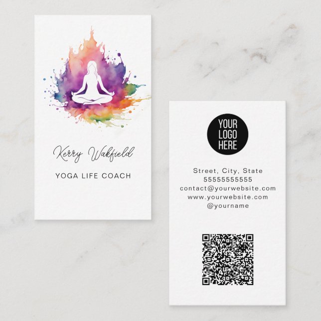 Tarjeta De Visita elegante Inspiración Vida Yoga Coach Wellness (Anverso / Reverso)