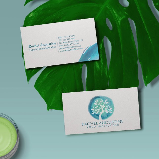 Tarjeta De Visita Elegante instructor de mediación de yoga en árbol  (Subido por el creador)