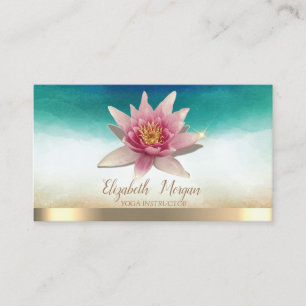 Tarjeta De Visita Elegante instructor de yoga acuarela loto 