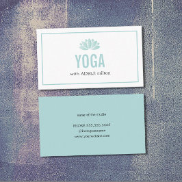 Tarjeta De Visita Elegante instructor de yoga azul claro blanco Lotu