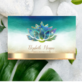 Tarjeta De Visita Elegante Instructor de Yoga Blue Lotus