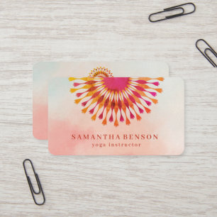 Tarjeta De Visita Elegante instructor de yoga de flor de loto de már