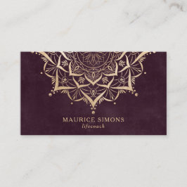 Tarjeta De Visita Elegante instructor de yoga de loto de oro mandala