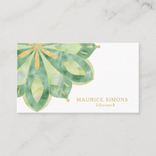 Tarjeta De Visita Elegante instructor de yoga de loto dorado mandala