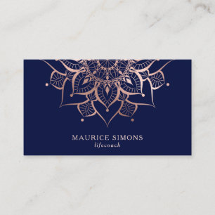 Tarjeta De Visita Elegante instructor de yoga de loto dorado mandala