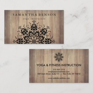 Tarjeta De Visita Elegante instructor de yoga de madera de Black Lot