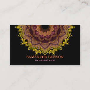 Tarjeta De Visita Elegante instructor de yoga de Mandala Lotus
