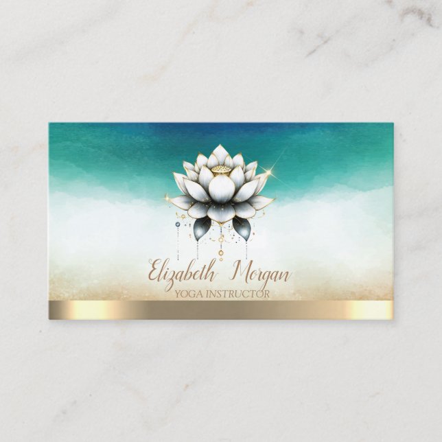Tarjeta De Visita Elegante Instructor de Yoga Estilo Lotus (Anverso)