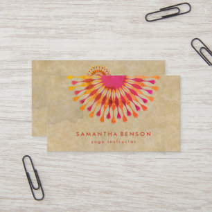 Tarjeta De Visita Elegante Instructor de Yoga Flor de Loto Blanca Má