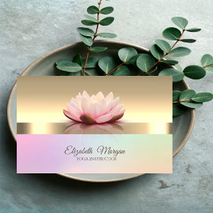 Tarjeta De Visita Elegante Instructor de Yoga Flor de Loto de Oro Mo