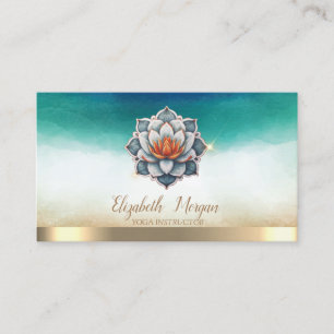 Tarjeta De Visita Elegante instructor de yoga Loto azul Acuarela