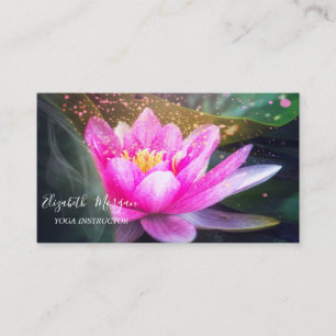 Tarjeta De Visita Elegante Instructor de Yoga Loto de Oro