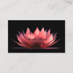 Tarjeta De Visita Elegante Instructor de Yoga Loto Negro
