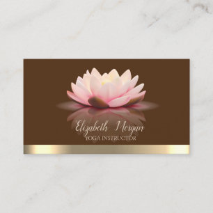 Tarjeta De Visita Elegante instructor de yoga marrón de raya de oro