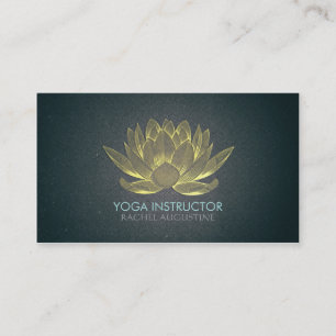 Tarjeta De Visita Elegante instructor de yoga negro y Relieve metali