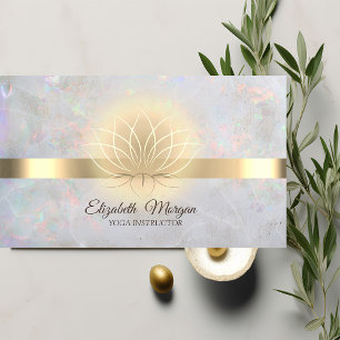 Tarjeta De Visita Elegante Instructor de Yoga Opalo Loto de Oro