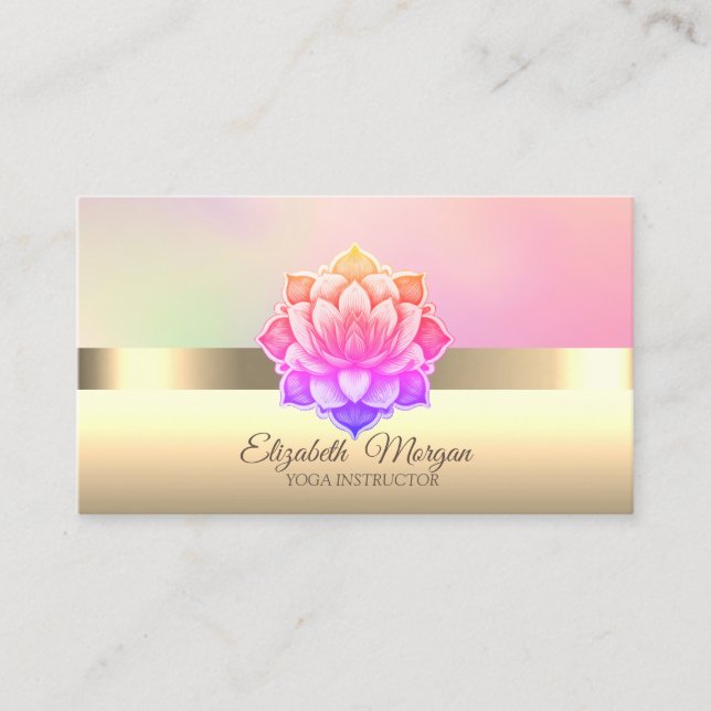 Tarjeta De Visita Elegante instructor profesional de yoga de flores  (Anverso)