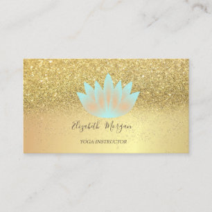 Tarjeta De Visita Elegante instructora de yoga con confeti brillante