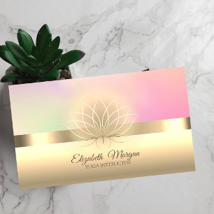 Tarjeta De Visita Elegante Instructora de Yoga de Flor de Loto Profe