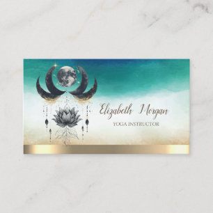 Tarjeta De Visita Elegante instructora de yoga Lotus Moons