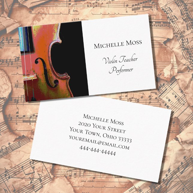 Tarjeta De Visita Elegante instrumento musical de violín (Subido por el creador)