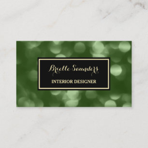 Tarjeta De Visita Elegante Interior Diseño Glamoroso Green Luxe Boke