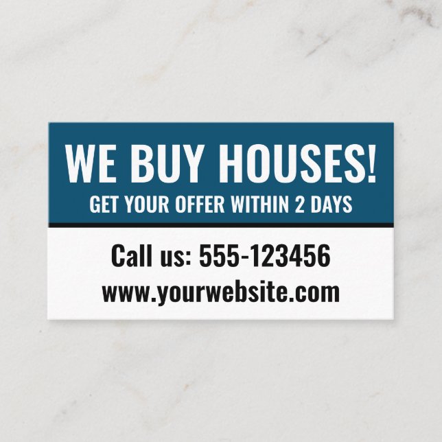 Tarjeta De Visita Elegante inversor inmobiliario minimo que compramo (Anverso)