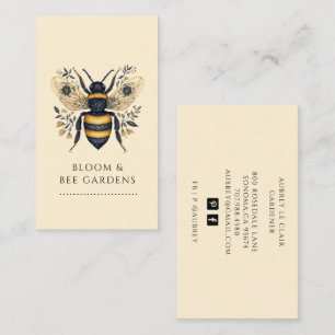 Tarjeta De Visita Elegante Jardinero Abeja Botánica