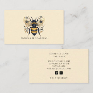 Tarjeta De Visita Elegante Jardinero Abeja Botánica