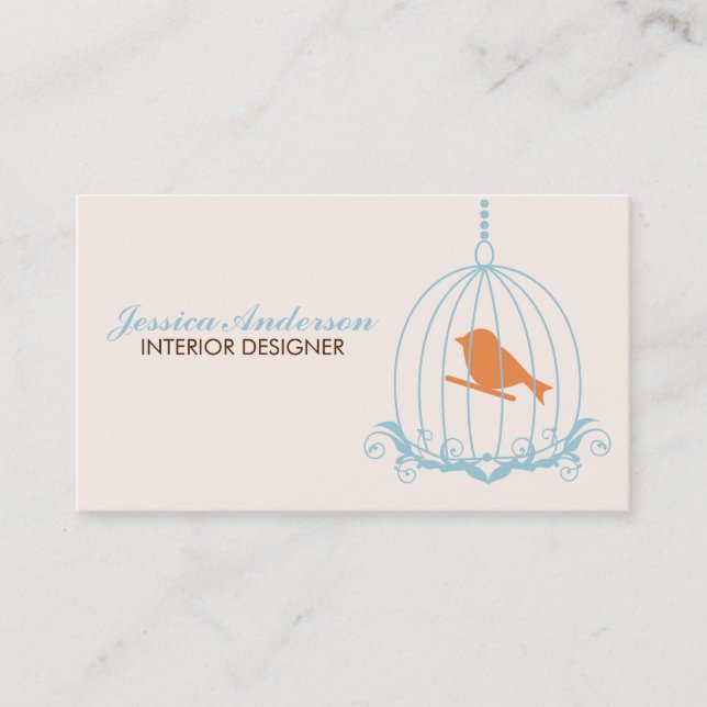 Tarjeta De Visita Elegante jaula de aves (Anverso)