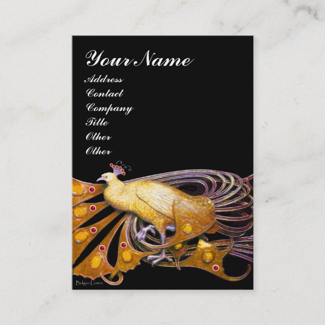 TARJETA DE VISITA ELEGANTE JEWEL DE MODA DE ROJO AMARILLO EN NEGRO (Anverso)